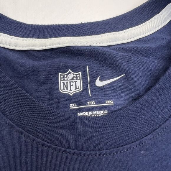 NEW XXL New York Giants Nike Men’s Navy Wordmark Logo Tri-Blend Shirt Blue - Picture 6 of 9